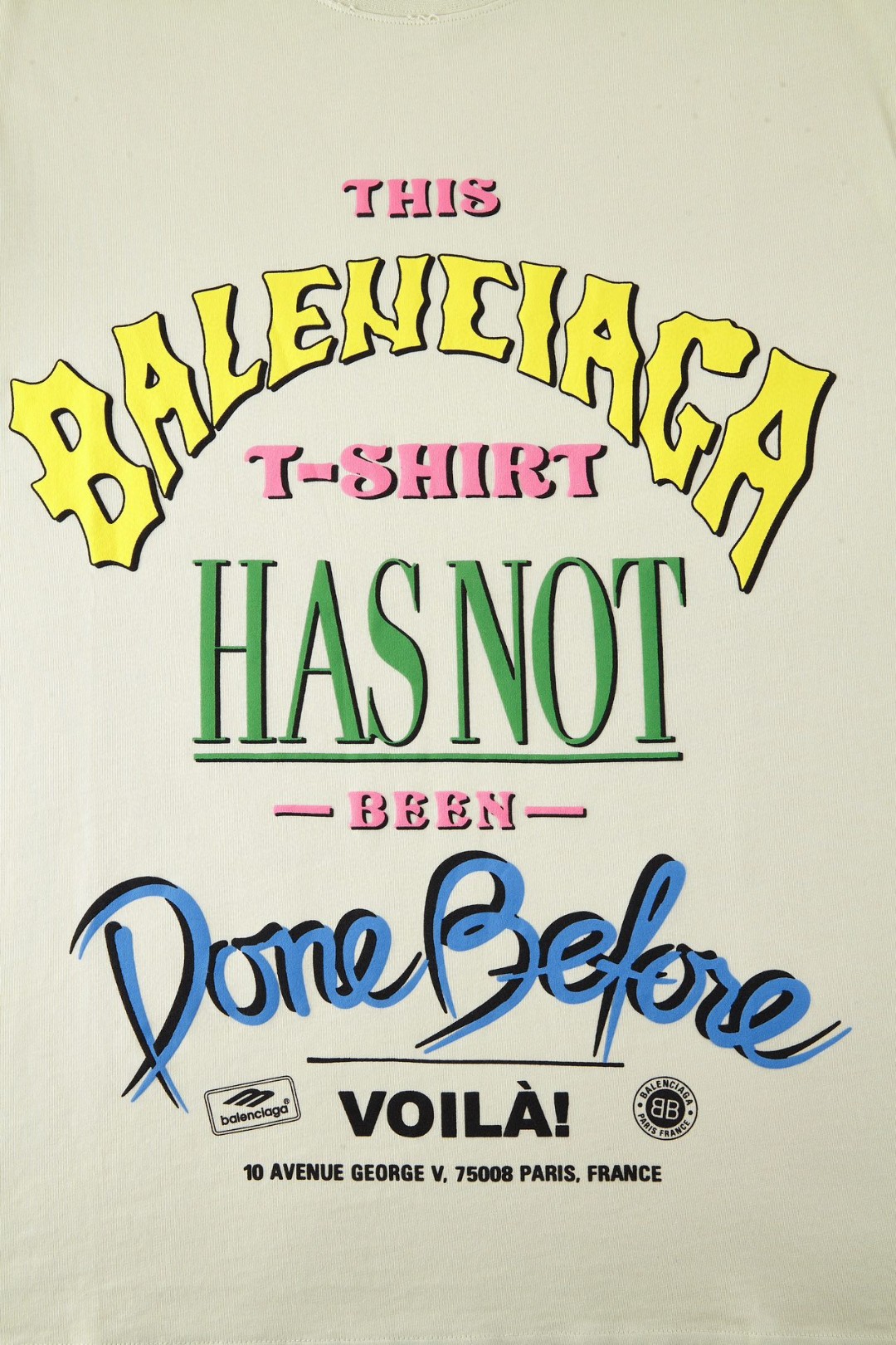 Balenciaga 巴黎世家 字母logo印花短袖 T恤 圆领 短款 夏季 米色