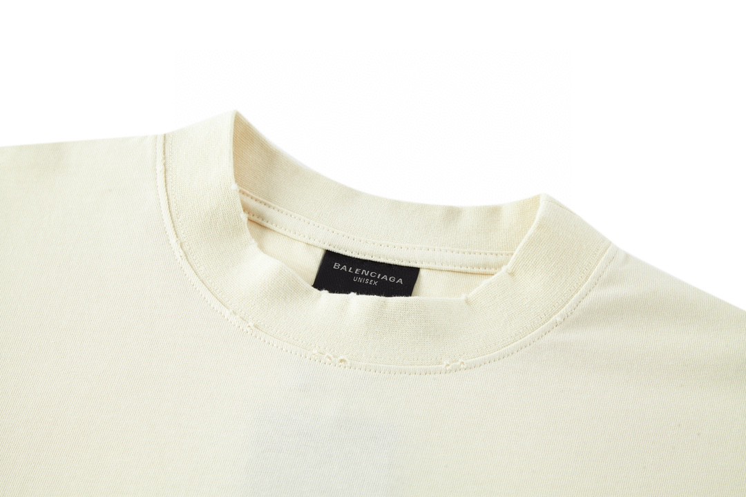 Balenciaga 巴黎世家 字母logo印花短袖 T恤 圆领 短款 夏季 米色