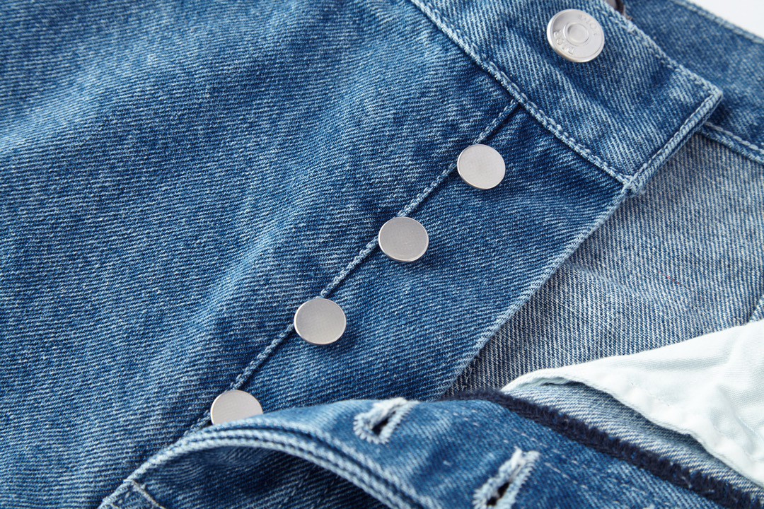DIOR 迪奥 SS24 藤格纹图案纽扣牛仔裤 休闲裤 长裤 裤子 蓝色 493D186A383X-C585