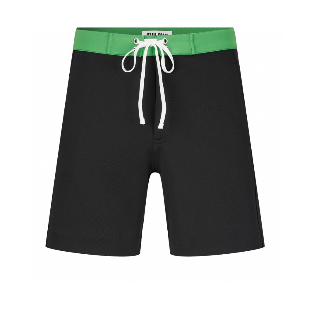 MIU MIU 拼色抽绳拉链短裤 裤子 休闲裤 五分裤 黑色