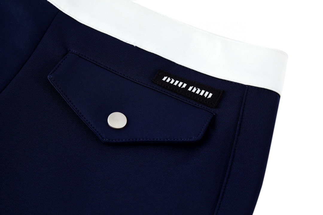 MIU MIU 拼色抽绳拉链短裤 裤子 休闲裤 五分裤 蓝色 