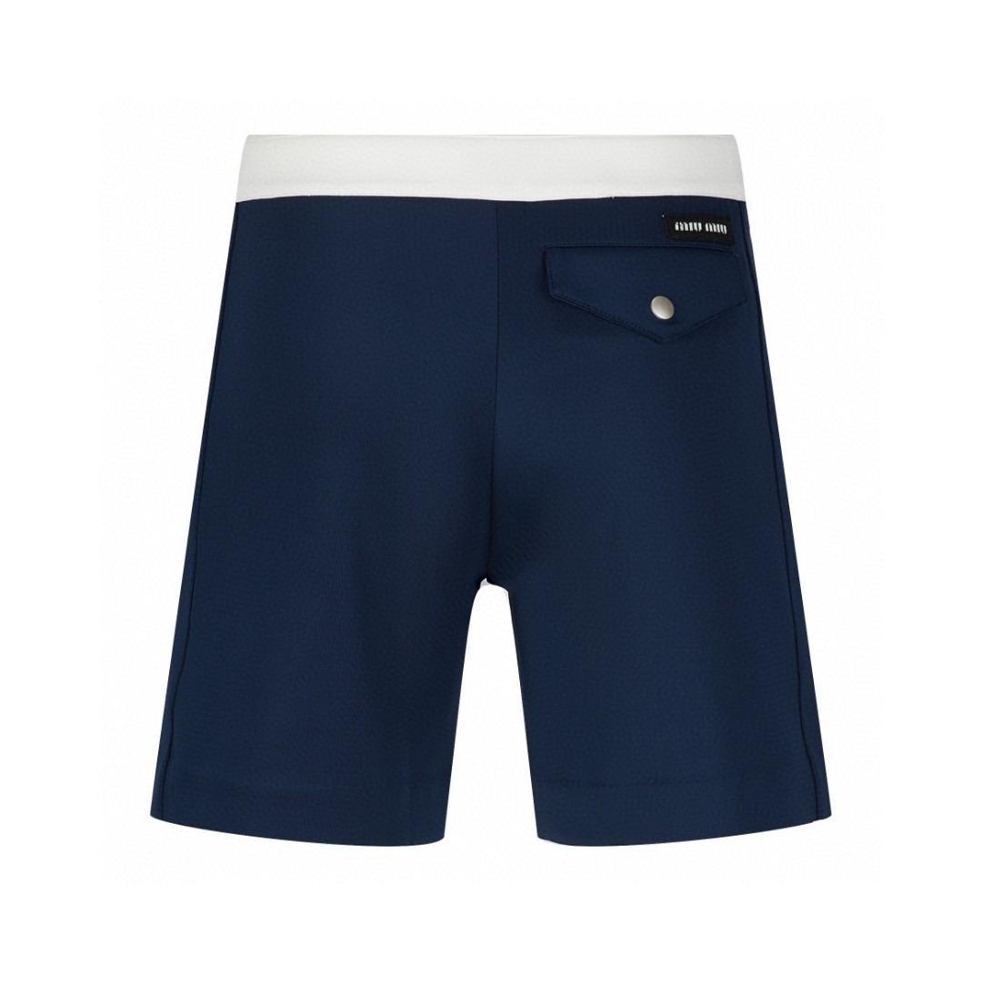 MIU MIU 拼色抽绳拉链短裤 裤子 休闲裤 五分裤 蓝色 