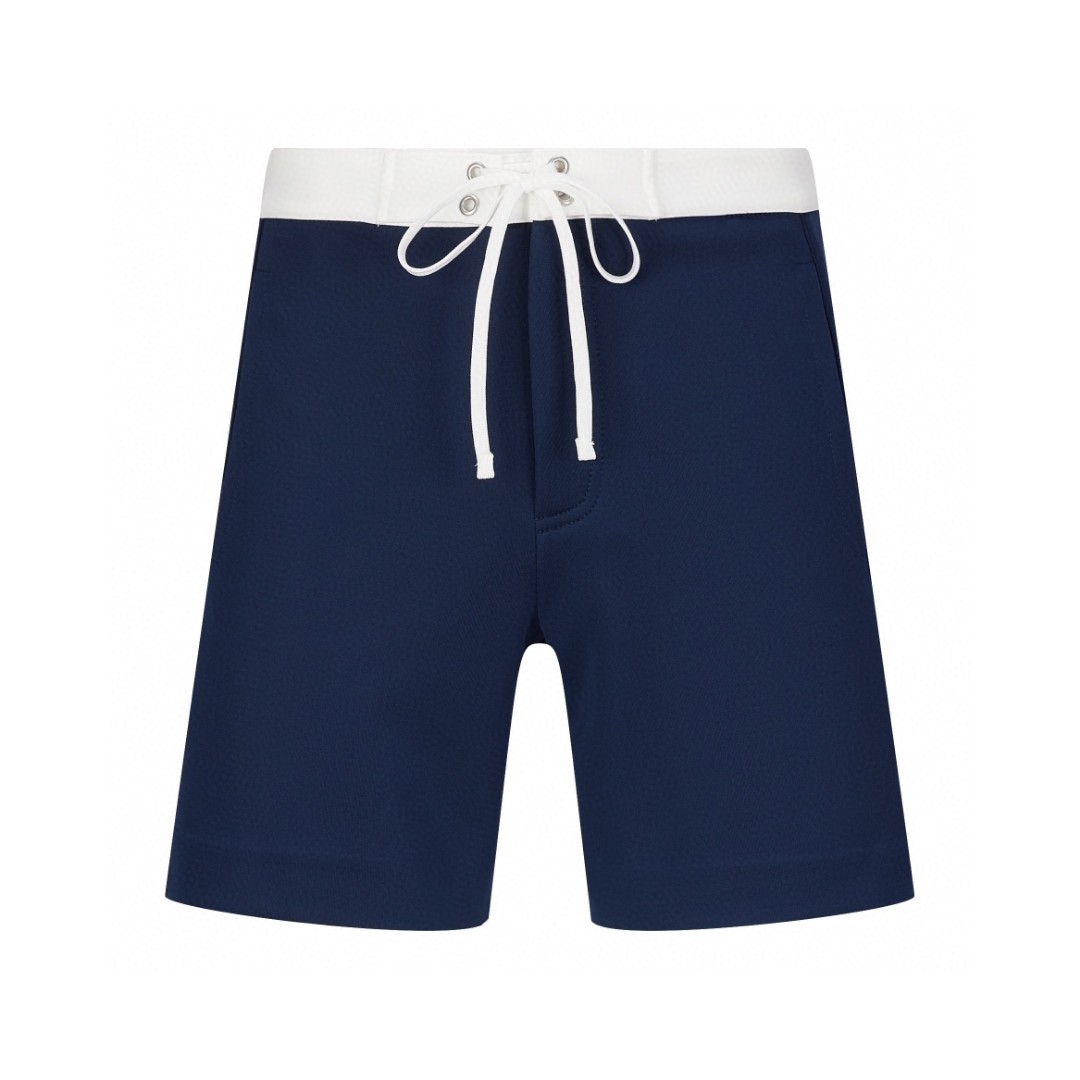 MIU MIU 拼色抽绳拉链短裤 裤子 休闲裤 五分裤 蓝色 