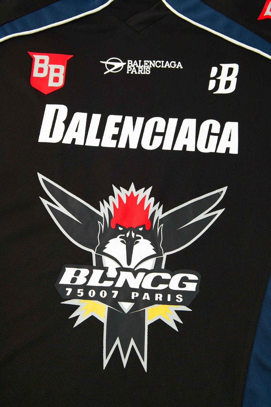 Balenciaga 巴黎世家 字母logo印花冰球服 短袖 T恤 圆领 黑色 