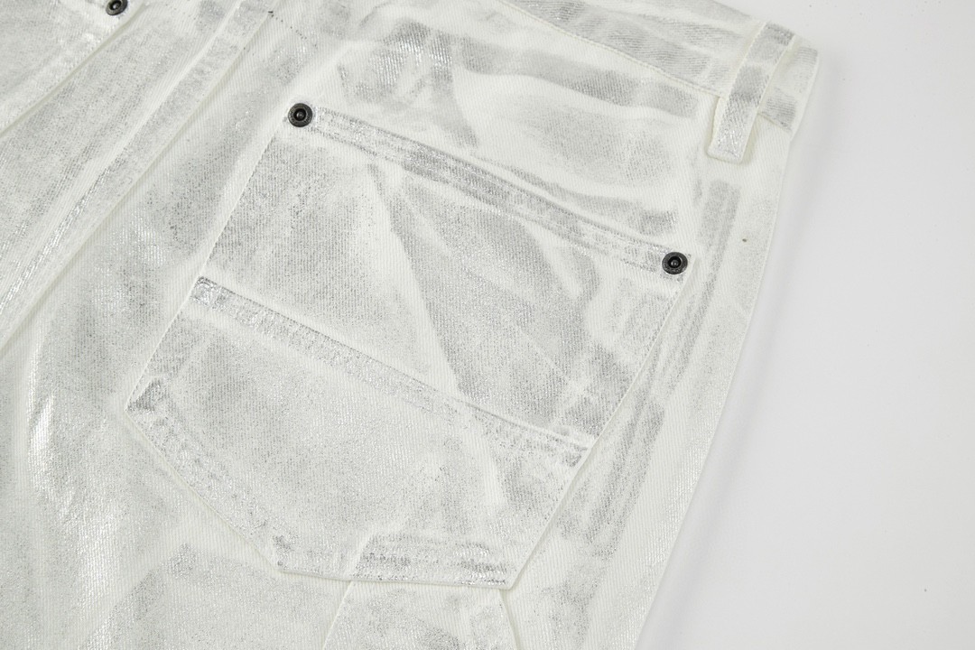 Supreme MM6 Maison Margiela 名款SS24WEEK7 FOIL DOUBLE KNEE PAINT 刷漆工艺铝箔金属牛仔裤 休闲裤 长裤 SUP-SS24-122