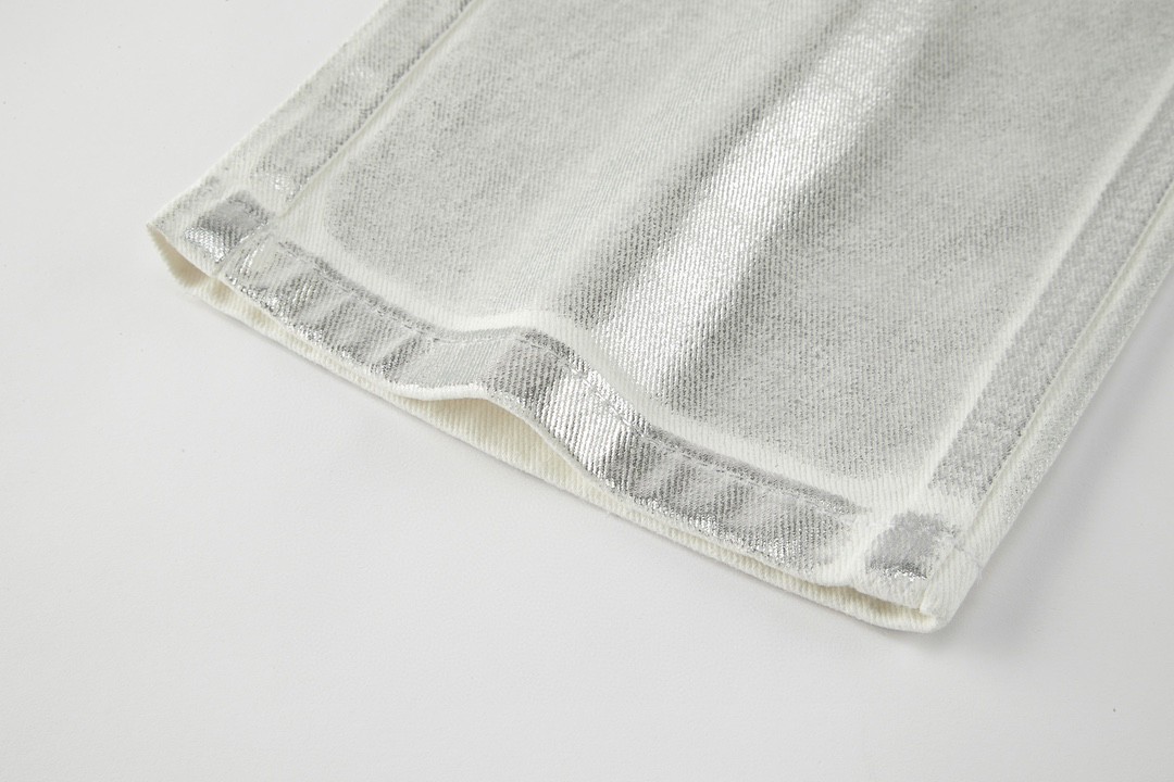 Supreme MM6 Maison Margiela 名款SS24WEEK7 FOIL DOUBLE KNEE PAINT 刷漆工艺铝箔金属牛仔裤 休闲裤 长裤 SUP-SS24-122