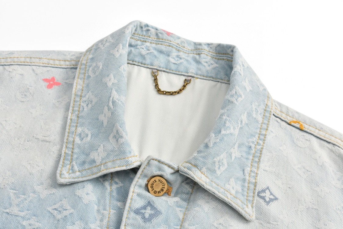 LOUIS VUITTON 路易威登 Monogram Denim Jacket 彩色刺绣单排扣牛仔外套 夹克 长袖 蓝色 1AFPTC