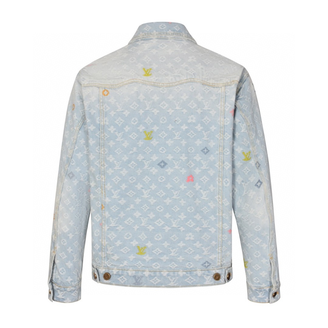 LOUIS VUITTON 路易威登 Monogram Denim Jacket 彩色刺绣单排扣牛仔外套 夹克 长袖 蓝色 1AFPTC