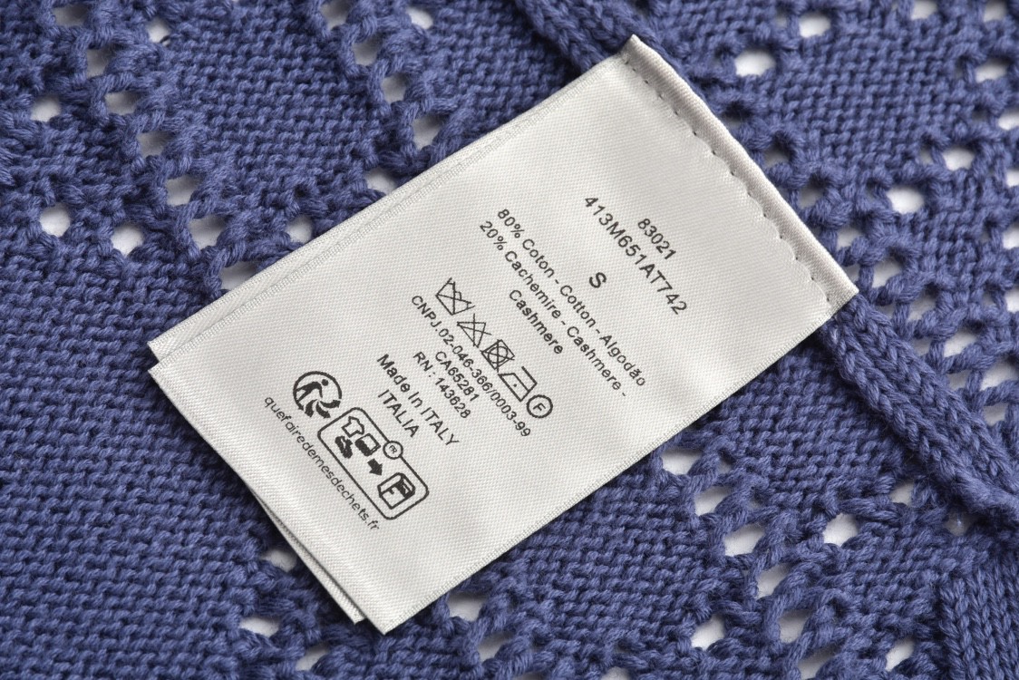 DIOR 迪奥 Logo字母贴花镂空翻领单排扣针织衫 衬衫 短袖 夏季 蓝色 493M530AT840-C580