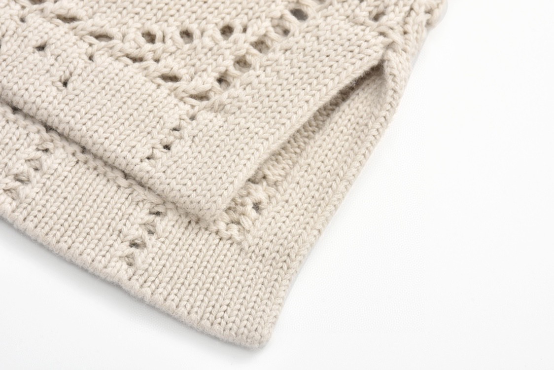 DIOR 迪奥 Logo字母贴花镂空翻领单排扣针织衫 衬衫 短袖 夏季 米色 493M530AT840-C080