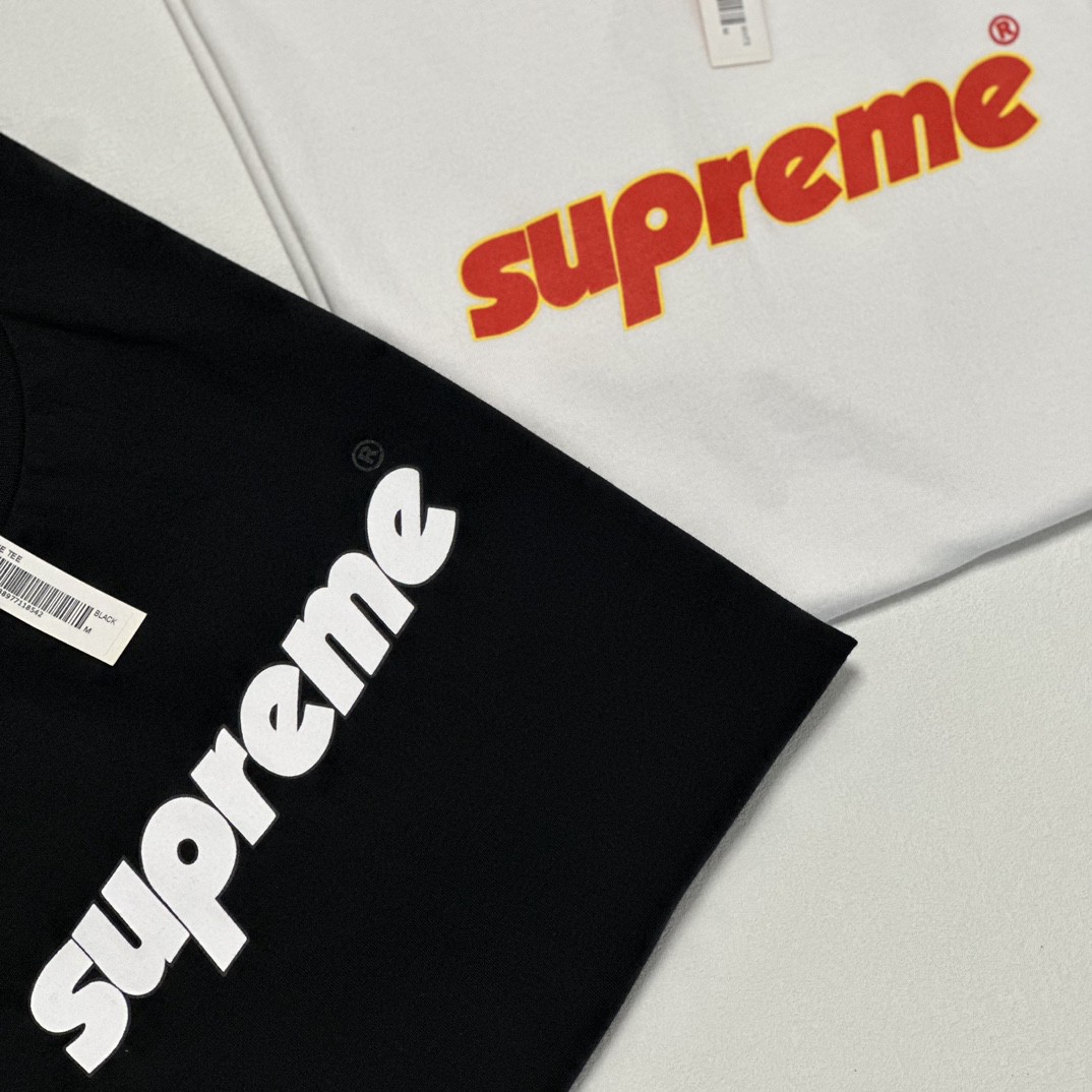 Supreme PINLINE TEE 字母logo短袖 T恤 黑色 白色 男女同款 SUP-SS24-153