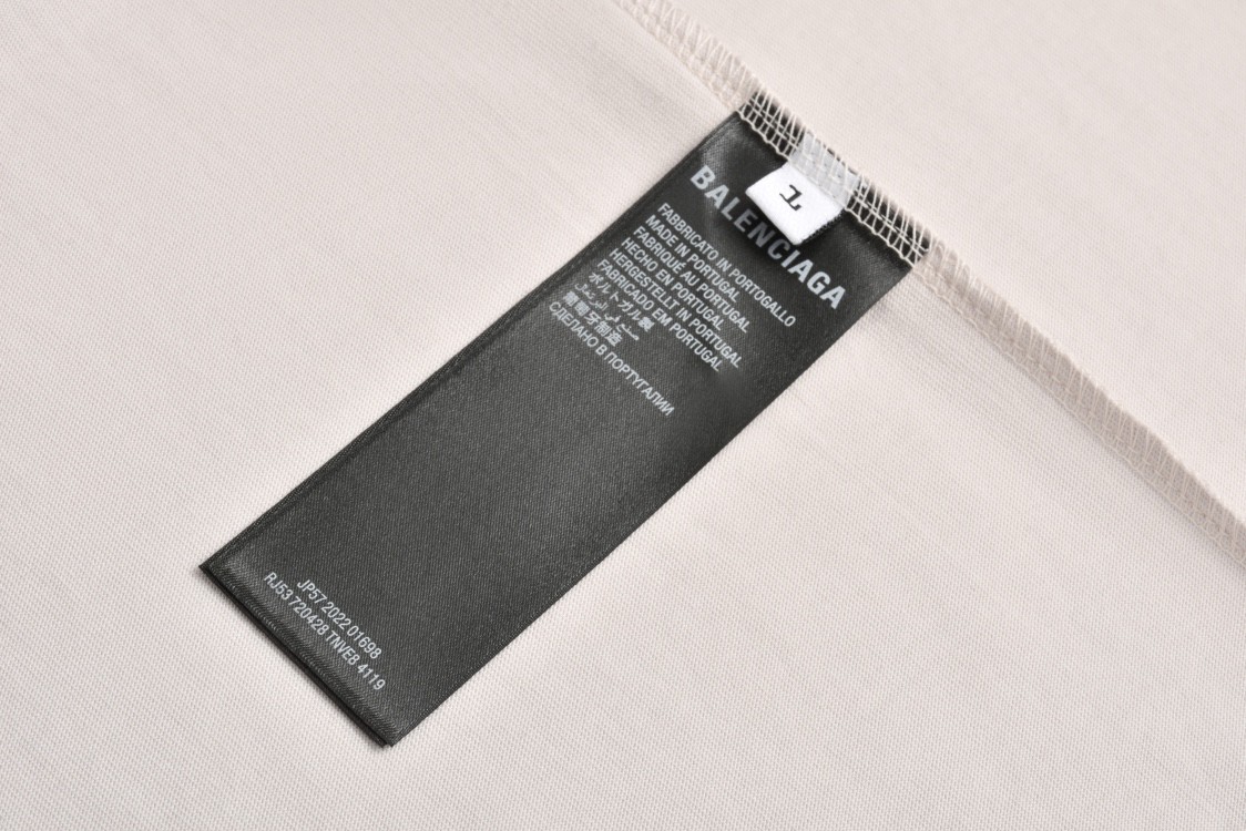 Balenciaga 巴黎世家 IB字母logo反光印花短袖 T恤 圆领 短款 夏季 灰白色