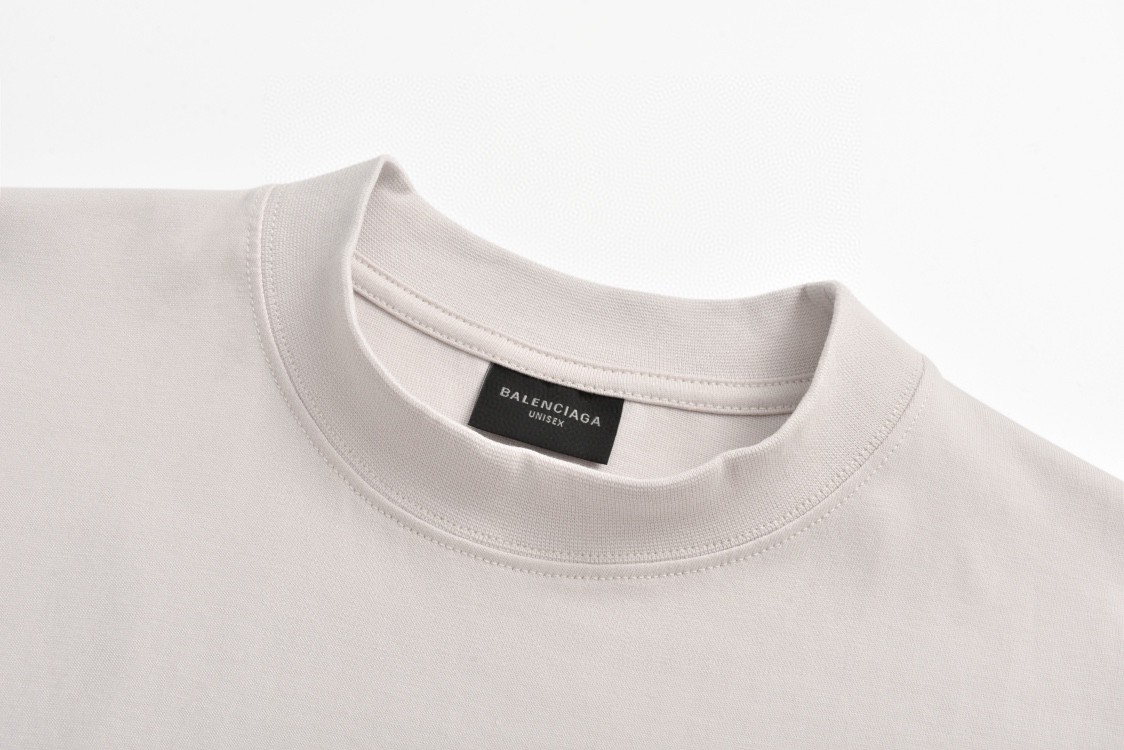 Balenciaga 巴黎世家 IB字母logo反光印花短袖 T恤 圆领 短款 夏季 灰白色