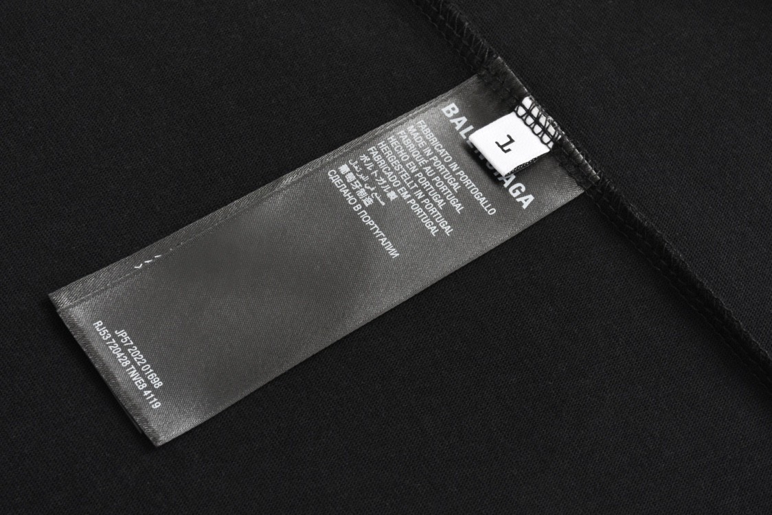 Balenciaga 巴黎世家 IB字母logo反光印花短袖 T恤 圆领 短款 夏季 黑色 