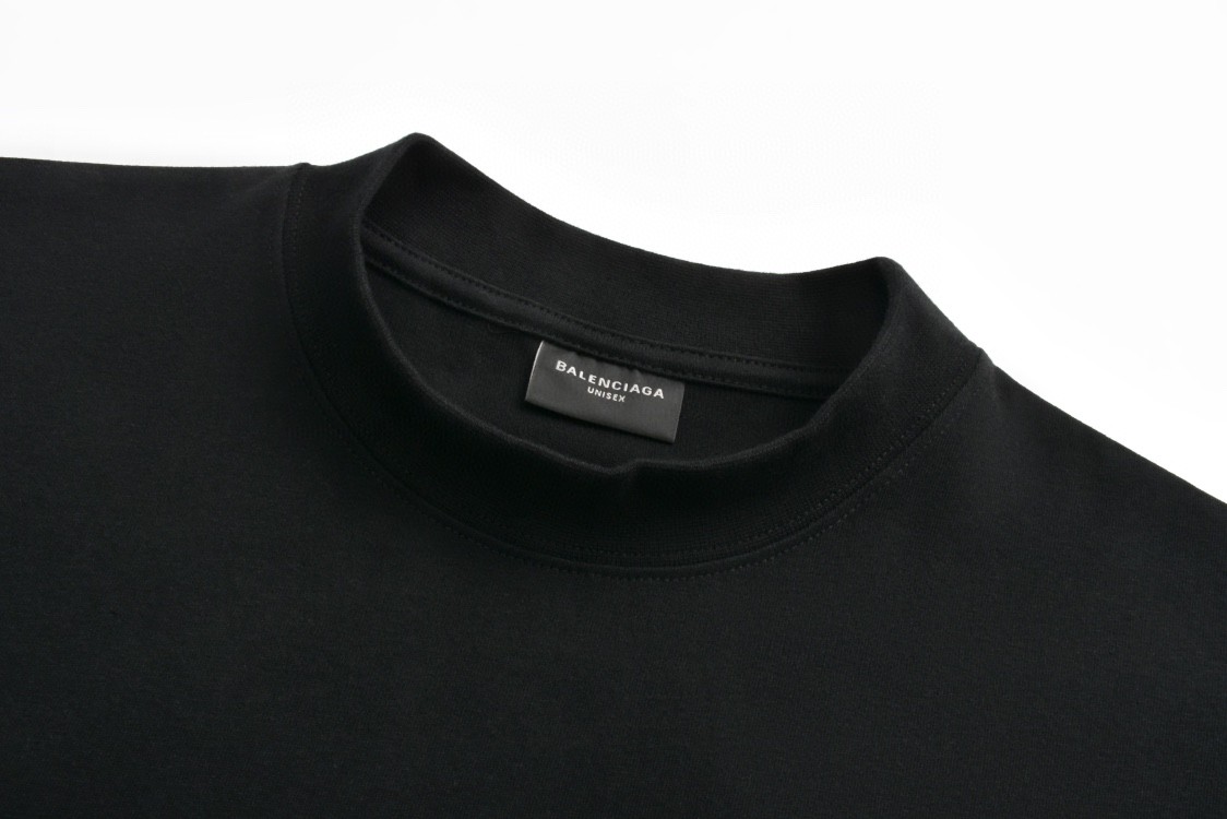 Balenciaga 巴黎世家 IB字母logo反光印花短袖 T恤 圆领 短款 夏季 黑色 