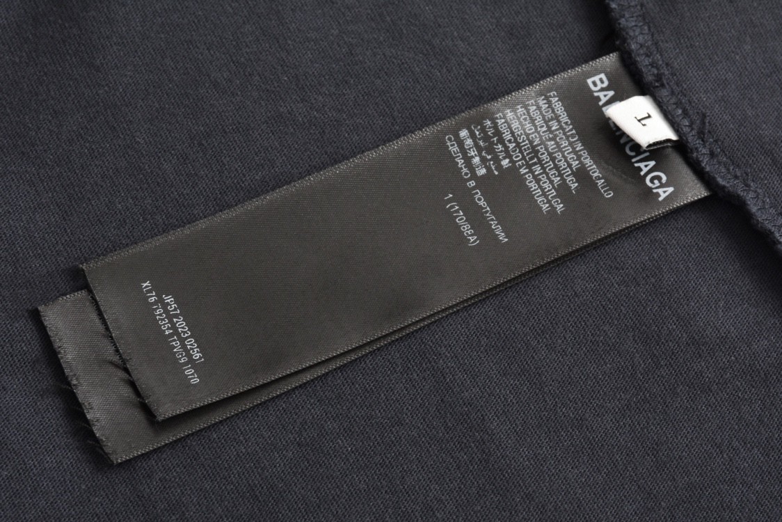 Balenciaga 巴黎世家 重工拼接双环字母logo刺绣短袖 T恤 圆领 短款 夏季 黑色 