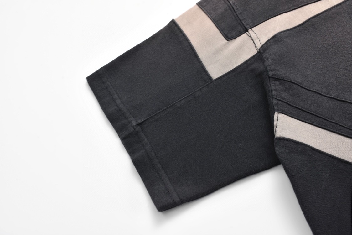 Balenciaga 巴黎世家 重工拼接双环字母logo刺绣短袖 T恤 圆领 短款 夏季 黑色 