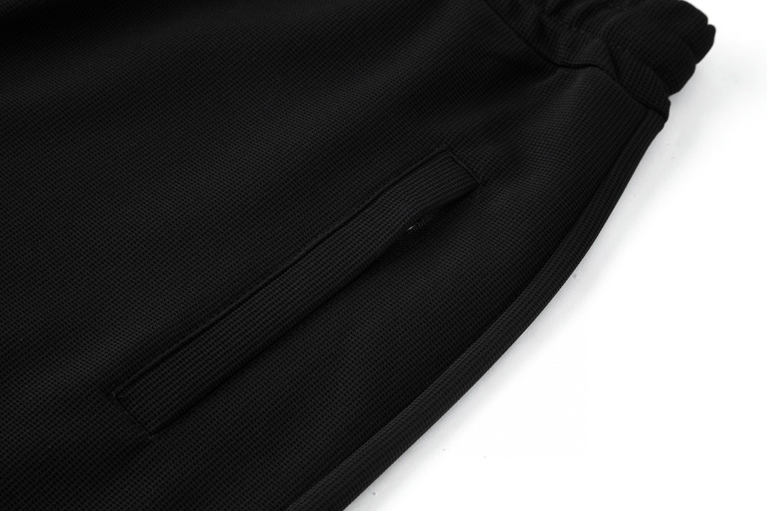 PRADA 普拉达 纯色华夫格抽绳休闲裤 运动裤 裤子 短裤 黑色 