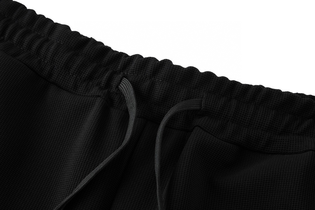 PRADA 普拉达 纯色华夫格抽绳休闲裤 运动裤 裤子 短裤 黑色 