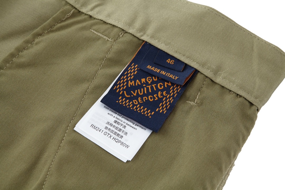 LOUIS VUITTON 路易威登 SS24 菲董联名系列纯色字母刺绣工装裤 休闲裤 长裤 卡其色 1AFJA0