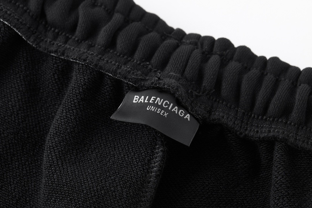 Balenciaga 巴黎世家 双环字母logo印花短裤 五分裤 休闲裤 运动裤 夏季 黑色 
