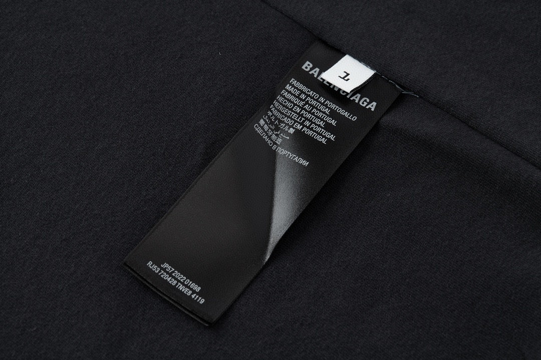 Balenciaga 巴黎世家 方块小字母短袖 T 恤 圆领 夏季 黑色