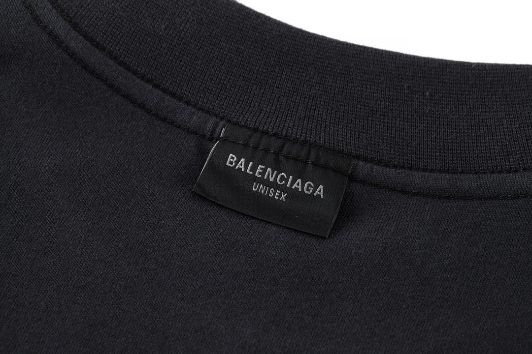 Balenciaga 巴黎世家 方块小字母短袖 T 恤 圆领 夏季 黑色