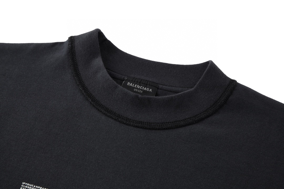 Balenciaga 巴黎世家 方块小字母短袖 T 恤 圆领 夏季 黑色