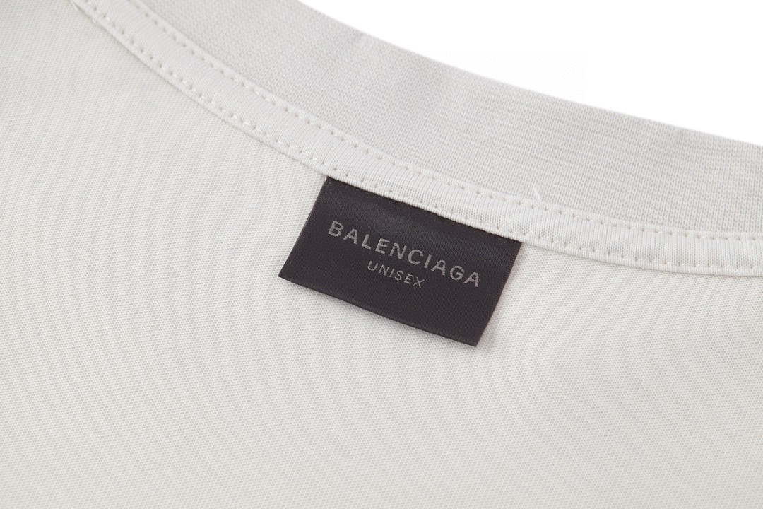 Balenciaga 巴黎世家 美纹纸 胶带 logo印花短袖 T 恤 圆领 夏季 白色 739784TOVA99000