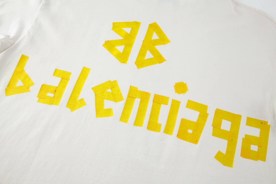 Balenciaga 巴黎世家 美纹纸 胶带 logo印花短袖 T 恤 圆领 夏季 白色 739784TOVA99000