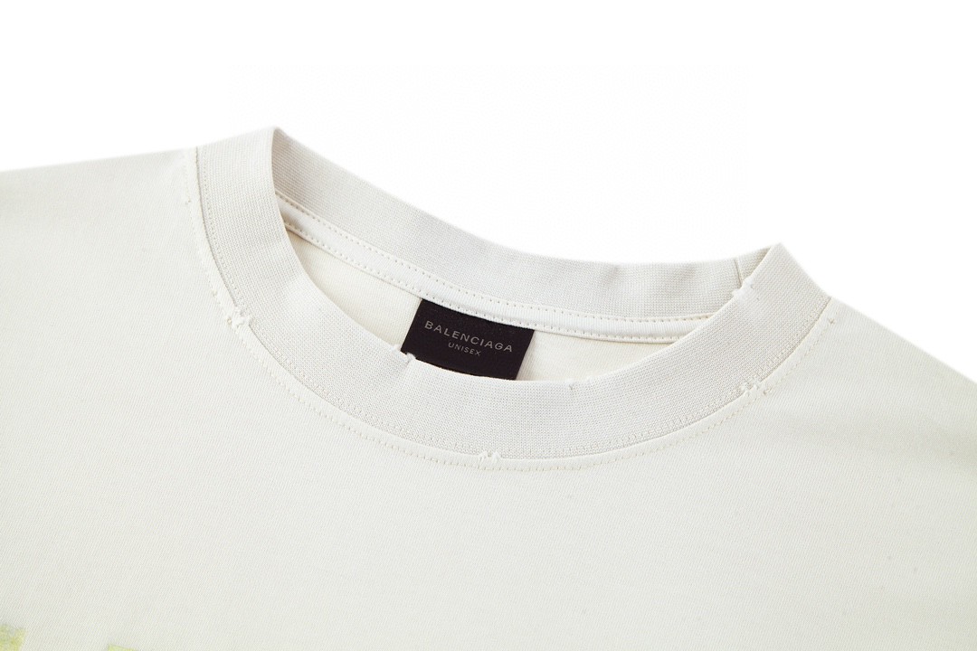 Balenciaga 巴黎世家 美纹纸 胶带 logo印花短袖 T 恤 圆领 夏季 白色 739784TOVA99000