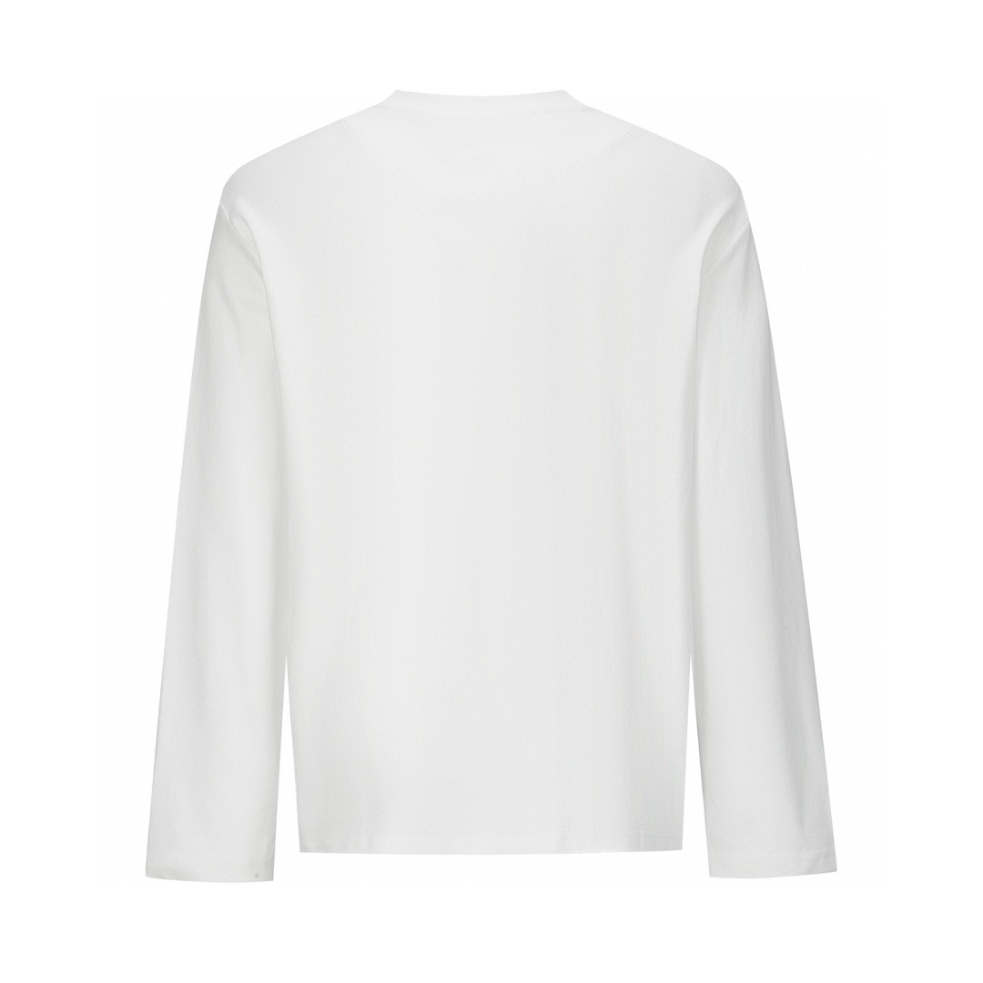 PRADA 普拉达 纯色领胸口口袋logo徽标 T恤 长袖 白色 