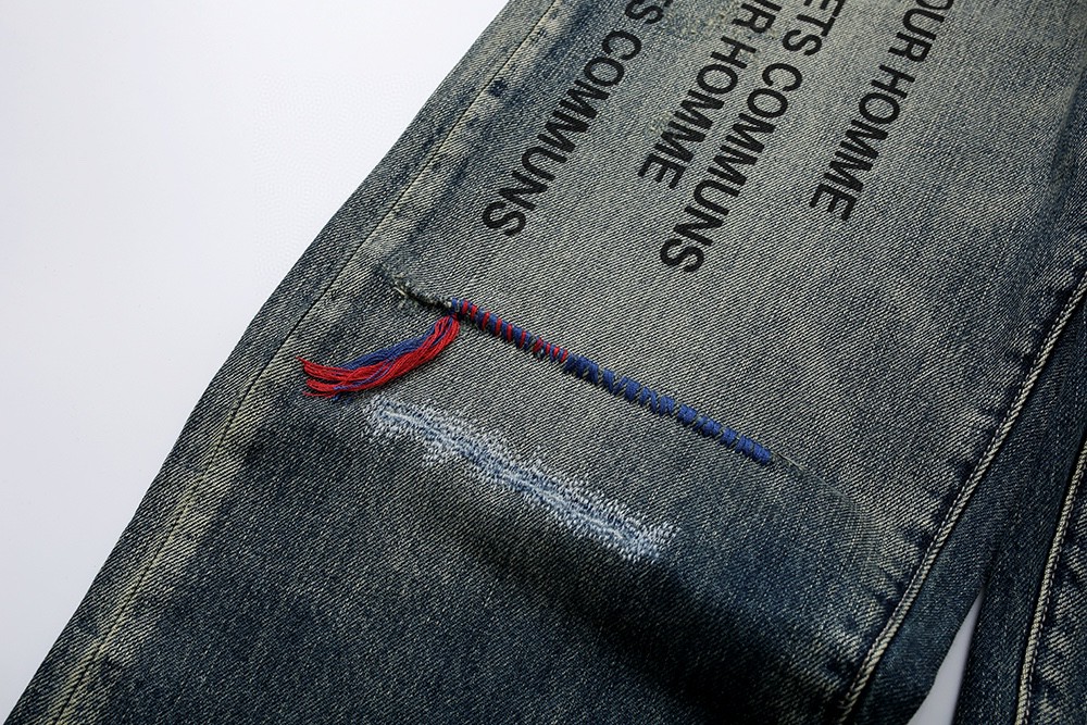 836#MADNESS 字母印花破旧宽松牛仔裤 长裤 裤子 蓝色