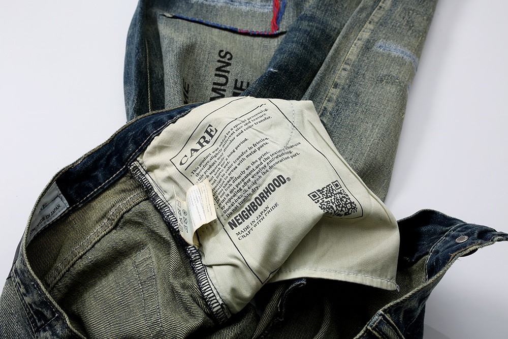 836#MADNESS 字母印花破旧宽松牛仔裤 长裤 裤子 蓝色