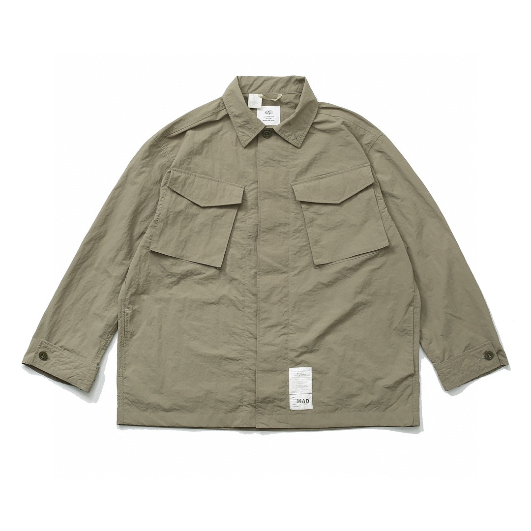 603#MADNESS 十周年限定纯色风衣衬衫 外套 长袖 秋冬季 休闲 男女同款 黑色 灰绿色