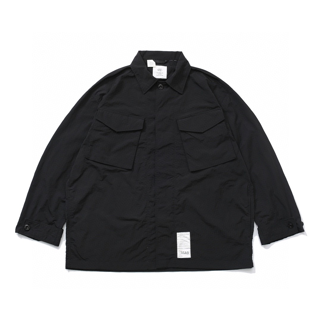 603#MADNESS 十周年限定纯色风衣衬衫 外套 长袖 秋冬季 休闲 男女同款 黑色 灰绿色