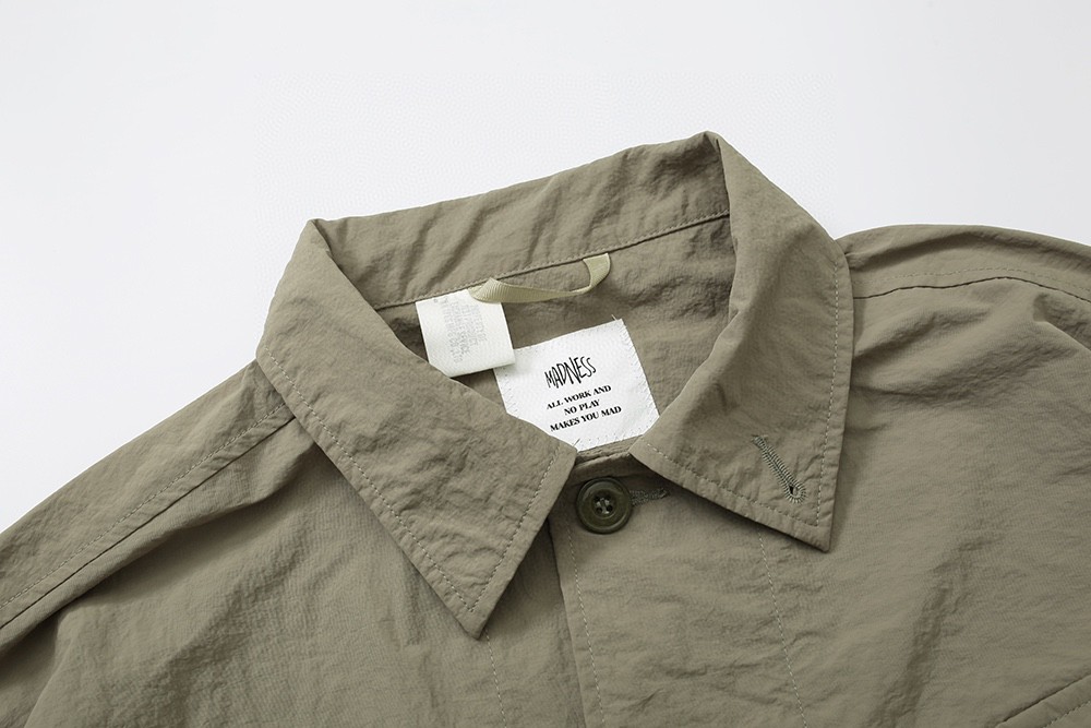 603#MADNESS 十周年限定纯色风衣衬衫 外套 长袖 秋冬季 休闲 男女同款 黑色 灰绿色