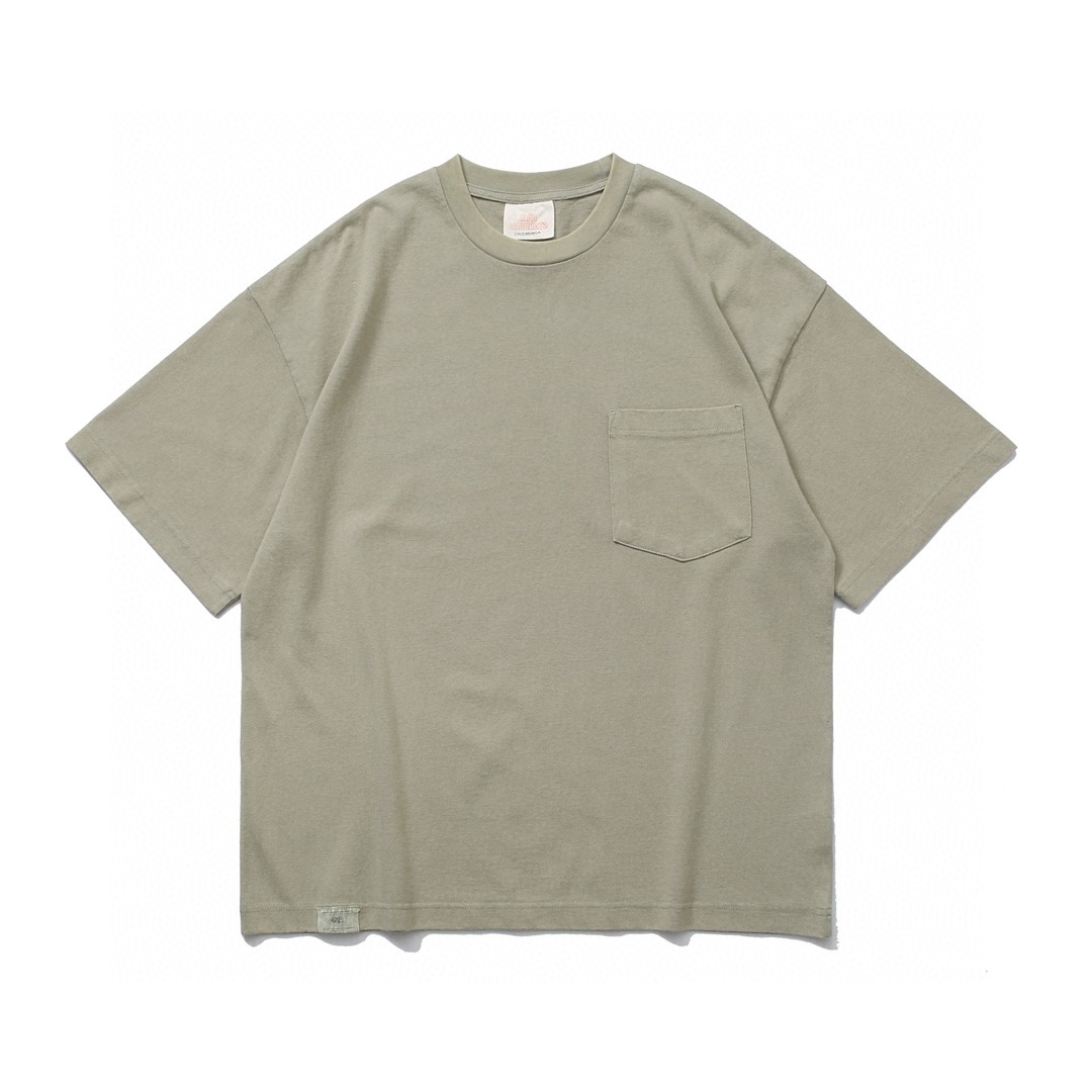63#MADNESS 纯色口袋T恤 短袖 男女同款 灰绿色 白色 黑色