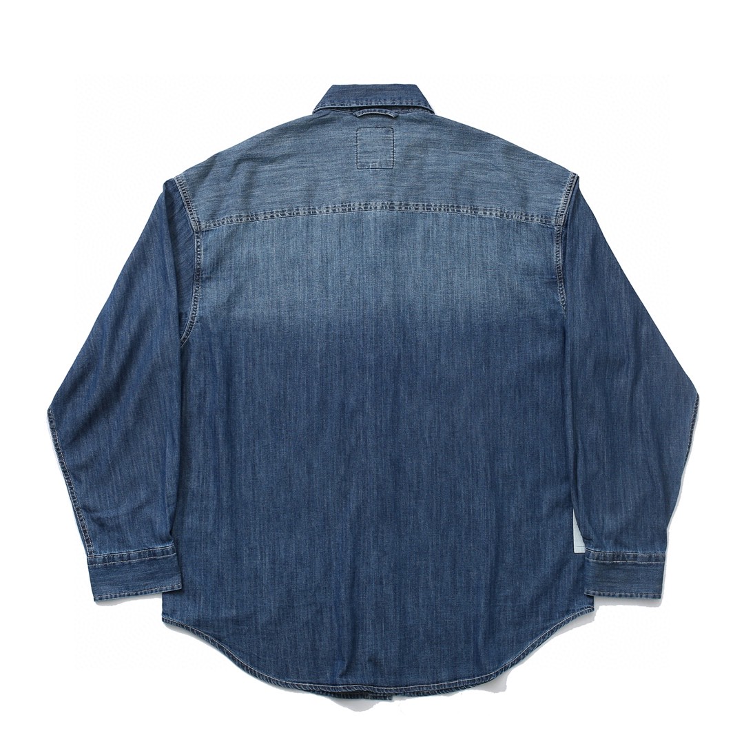 659#MADNESS 纯色牛仔衬衫 外套 长袖 秋冬季 休闲 男女同款 蓝色