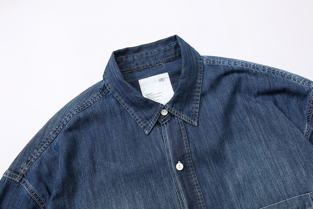 659#MADNESS 纯色牛仔衬衫 外套 长袖 秋冬季 休闲 男女同款 蓝色