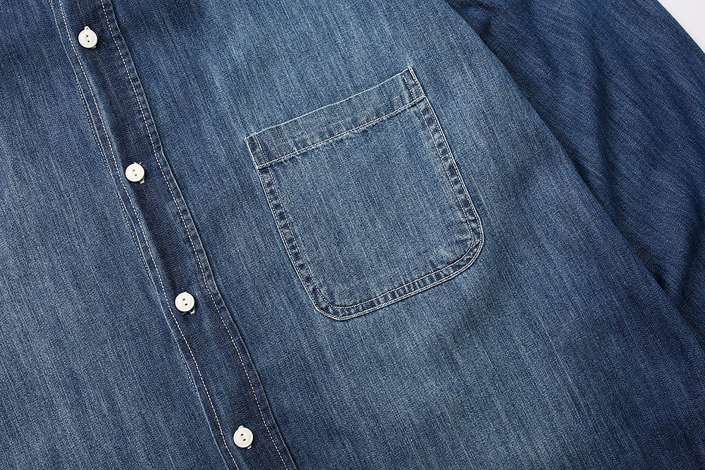 659#MADNESS 纯色牛仔衬衫 外套 长袖 秋冬季 休闲 男女同款 蓝色