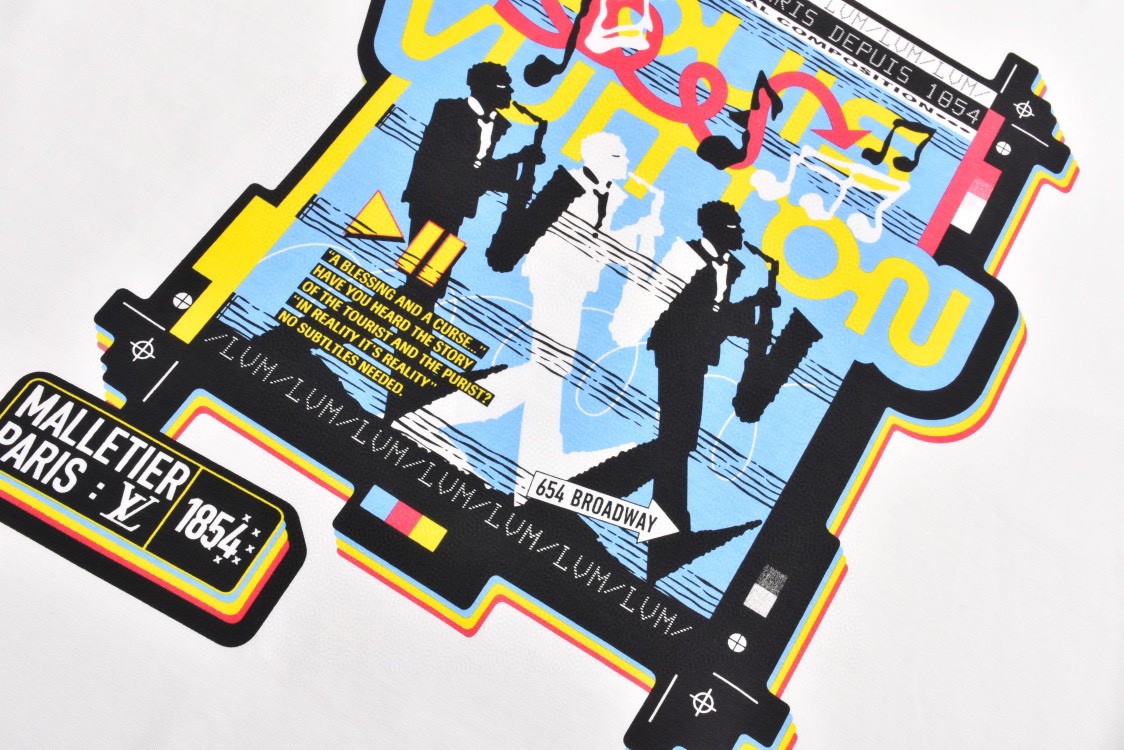 LOUIS VUITTON 路易威登 乐队海报短袖 圆领 T 恤 上衣 夏款 白色 1AATZG