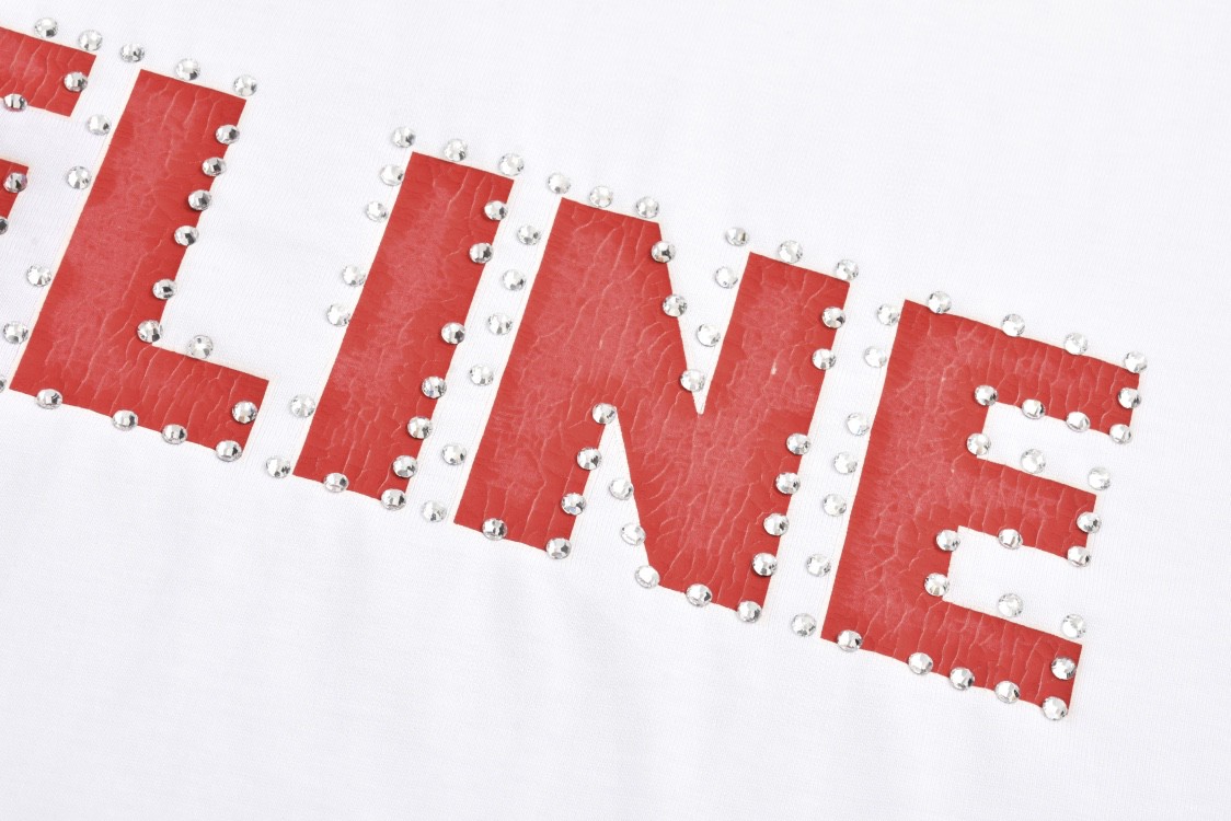 CELINE 赛琳 铆钉字母logo印花 短袖 T恤 圆领 夏款 白色 2X15M671Q-38YG