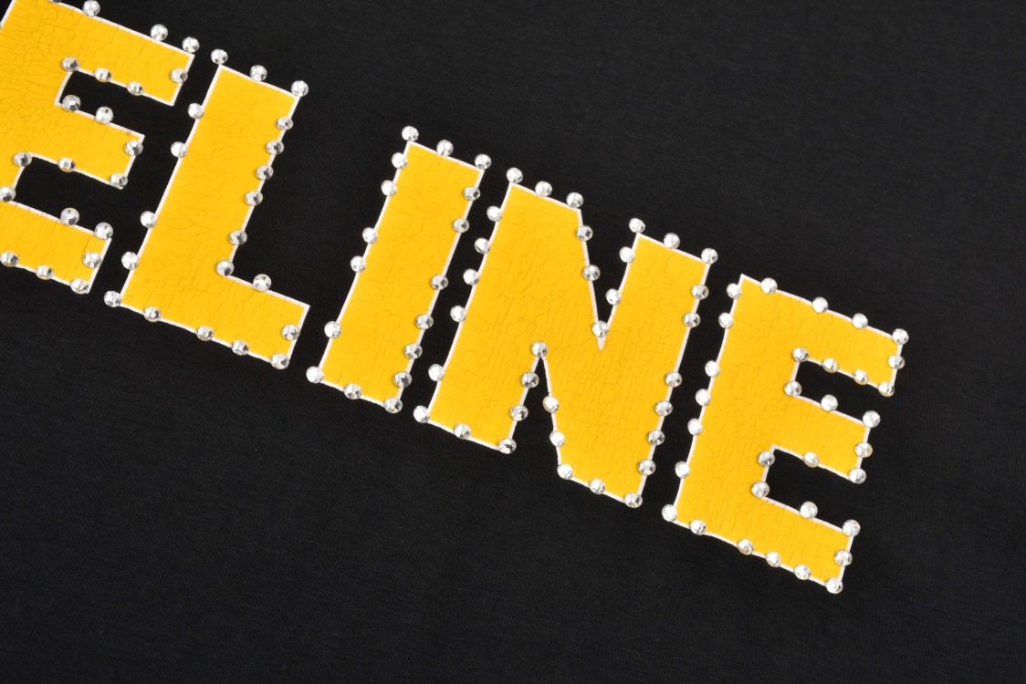 CELINE 赛琳 铆钉字母logo印花 短袖 T恤 圆领 夏款 黑色 2X15M671Q-38YG