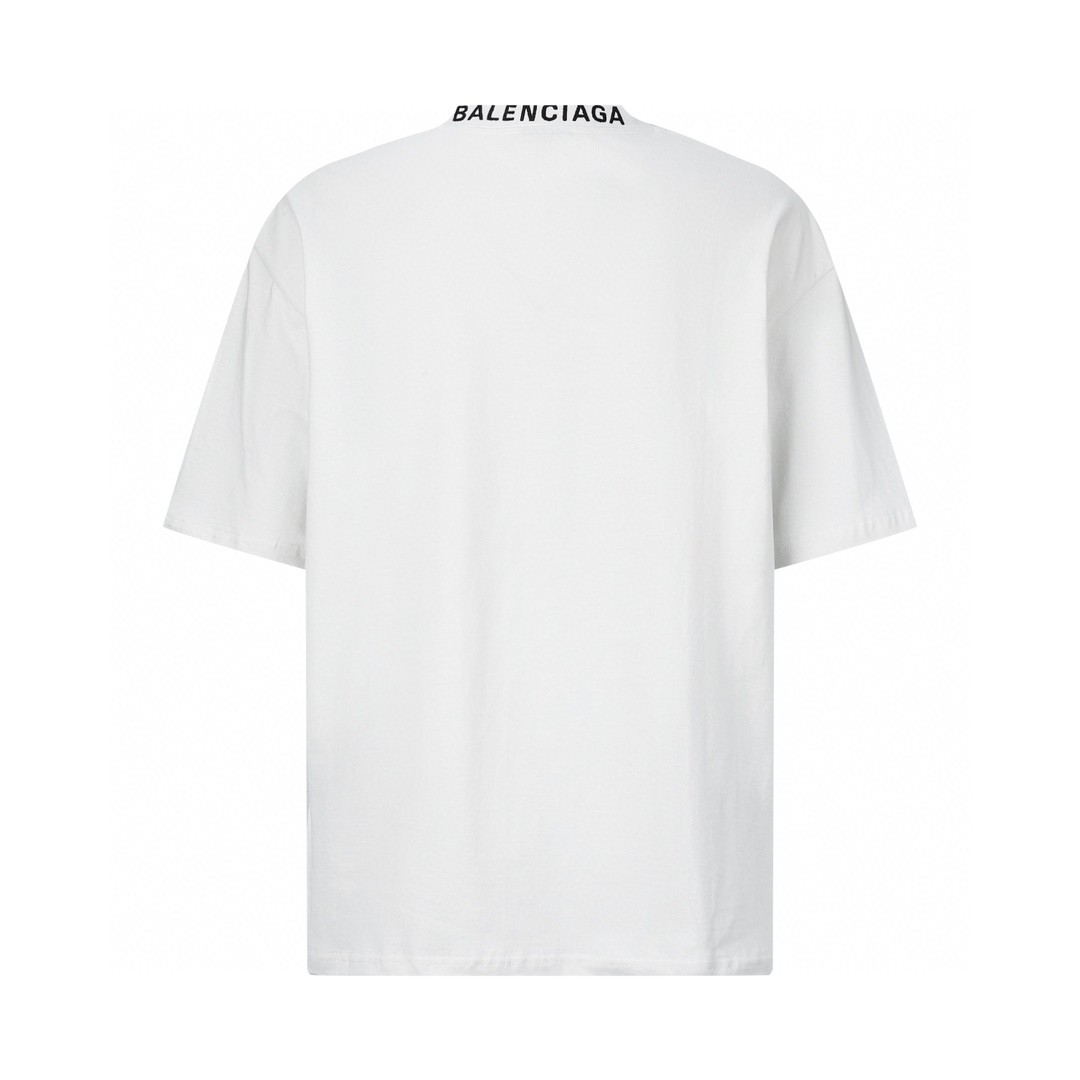 Balenciaga 巴黎世家 模糊爱心印花短袖 T恤 圆领 短款 夏季 白色 744439TOVH39081
