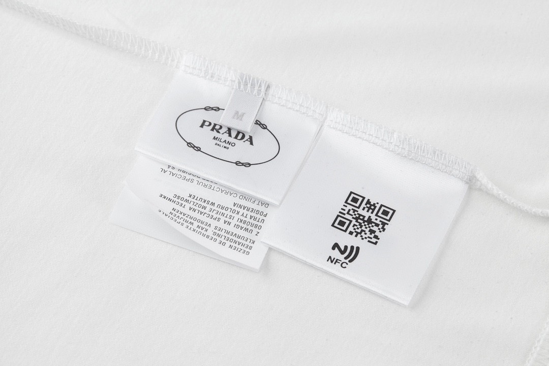 PRADA 普拉达 纯色尼龙口袋logo徽标 T恤 长袖 白色