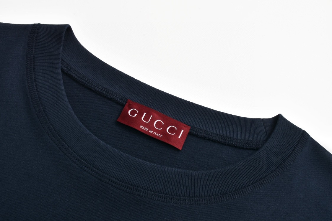 GUCCI 古驰 双G字母logo印花 短袖 T恤 圆领 套头 夏季 黑色 784361-XJGKA-4735