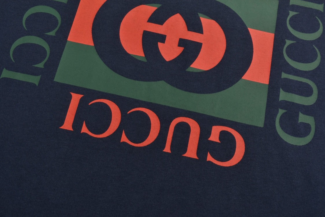 GUCCI 古驰 双G字母logo印花 短袖 T恤 圆领 套头 夏季 黑色 784361-XJGKA-4735