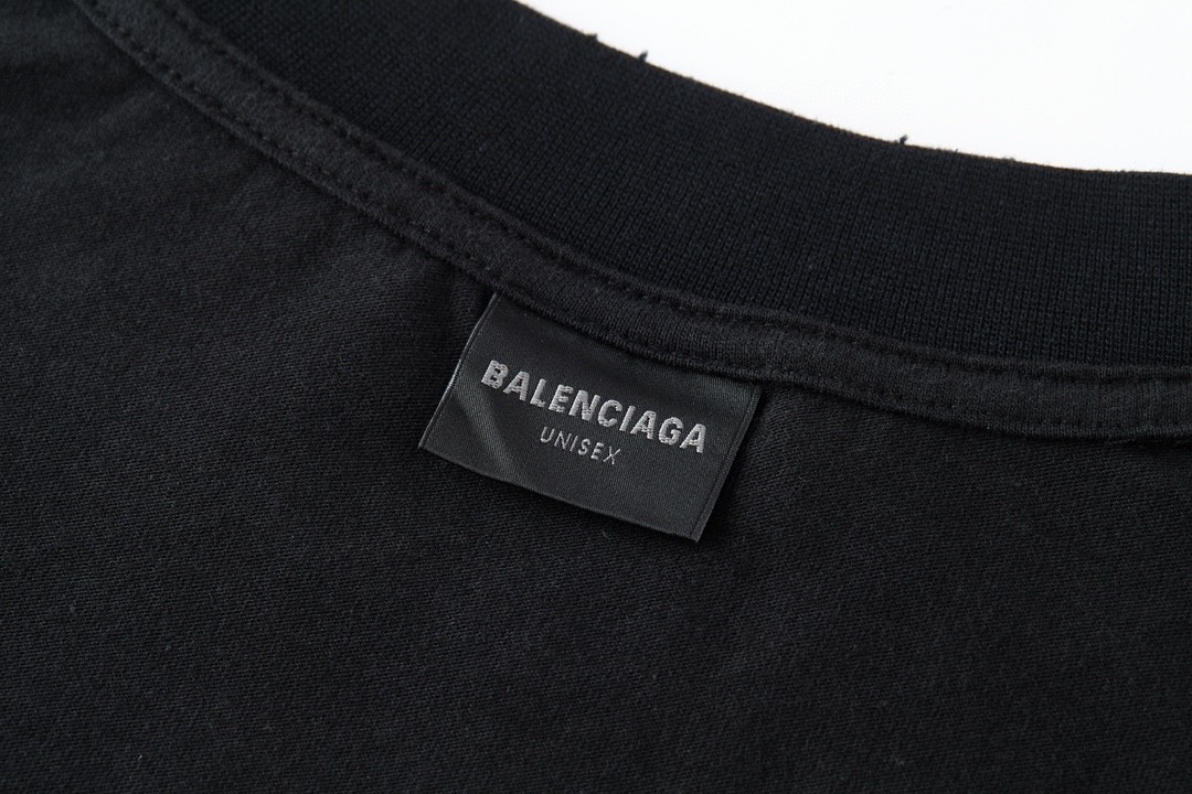 Balenciaga 巴黎世家 皇冠字母logo贴钻短袖 T恤 圆领 短款 夏季 黑色 764235TQVK91083