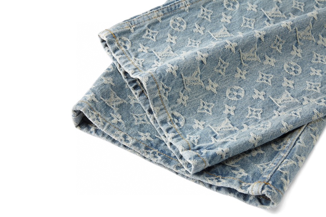 LOUIS VUITTON 路易威登 火焰老花满印牛仔裤 长裤 蓝色